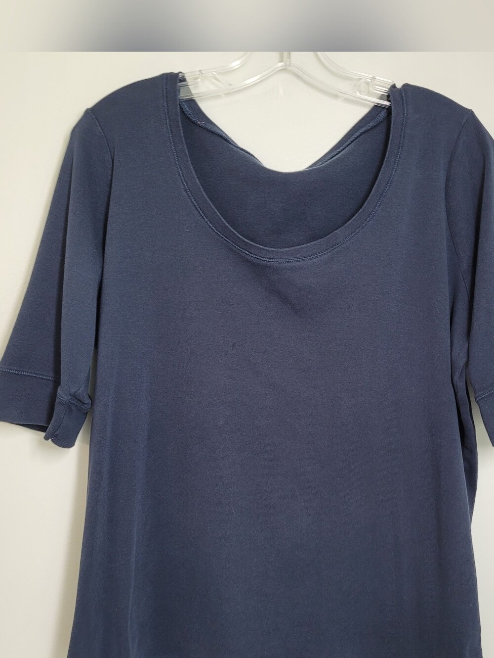 Jones New York Navy Scoop Neck Elbow Sleeve Tee 1X EUC